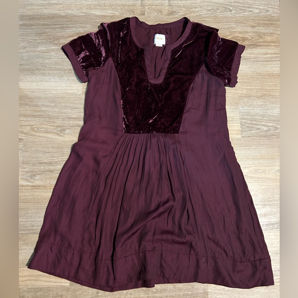 Maeve Anthropologie Deep Burgundy Casual Dress